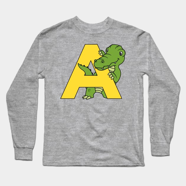 Letter A with Aligator Long Sleeve T-Shirt by BoombasticArt